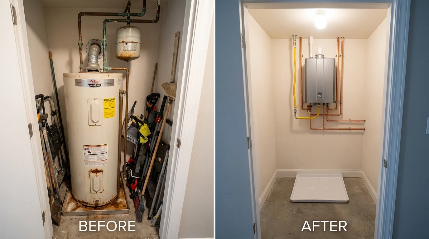 Tank water heater versus wall-mounted tankless unit comparison for Juncos, PR homeowners